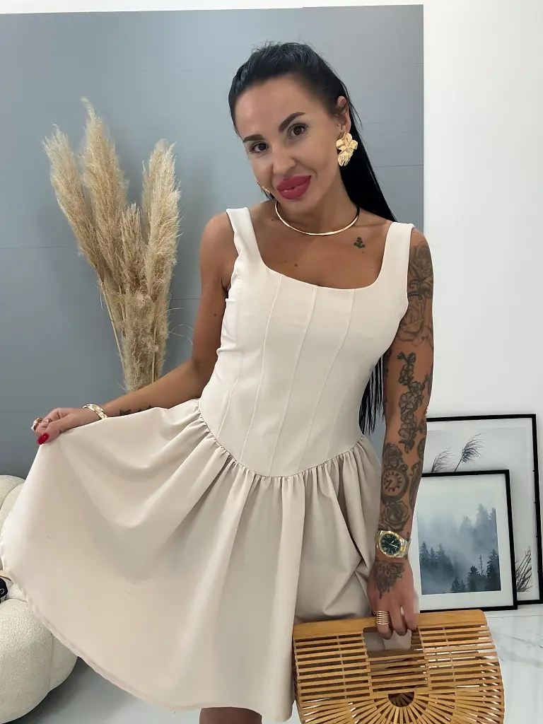 Bézs női miniruha STEPHANY - next