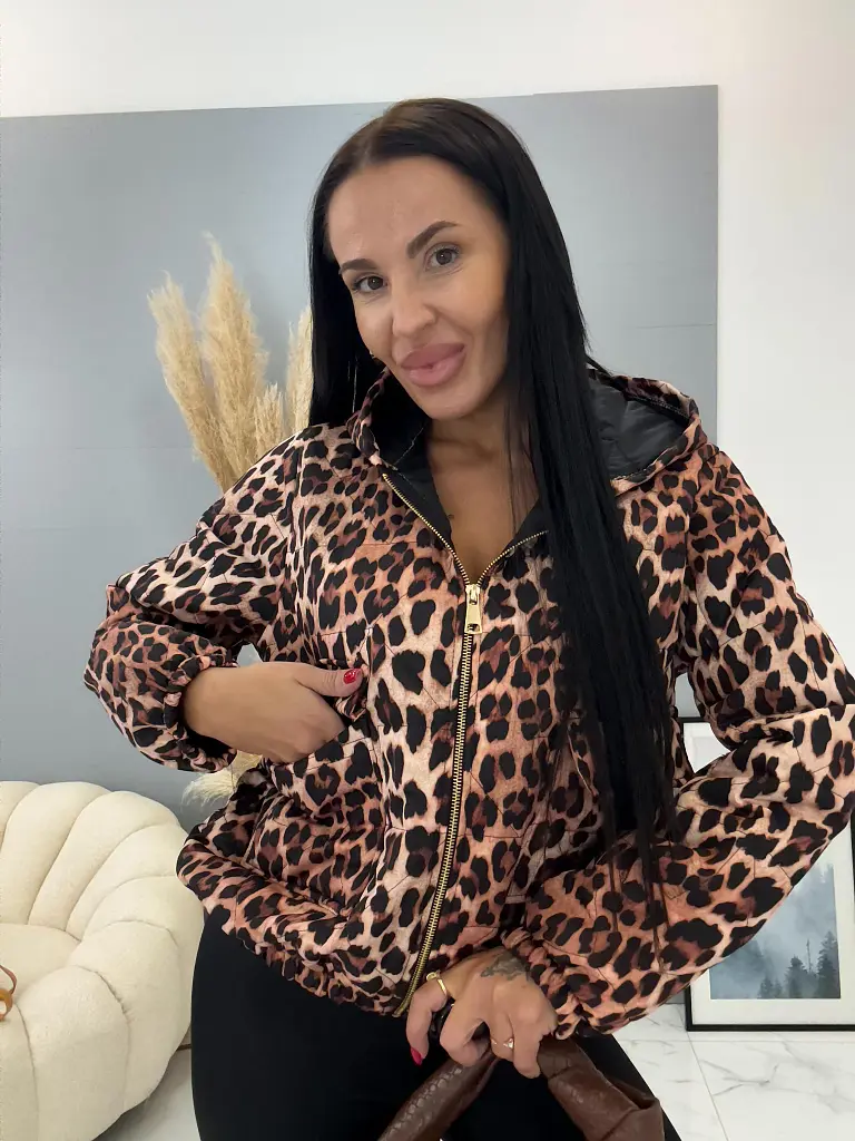 Átmeneti leopárdmintás bomber kabát PATTY