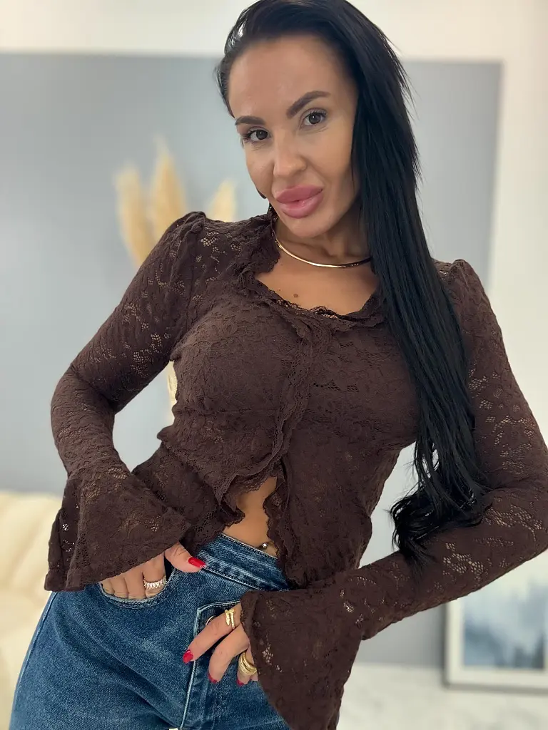 Csipkés hosszú ujjú blúz EDENIA