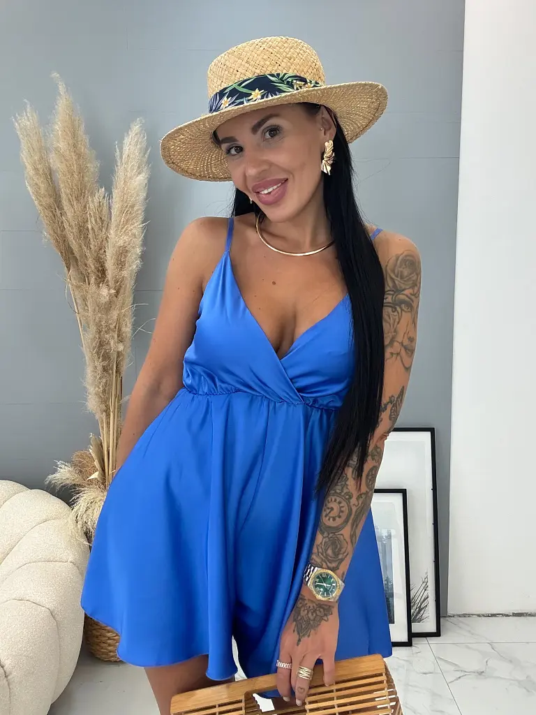 Vékony pántos szatén overál 