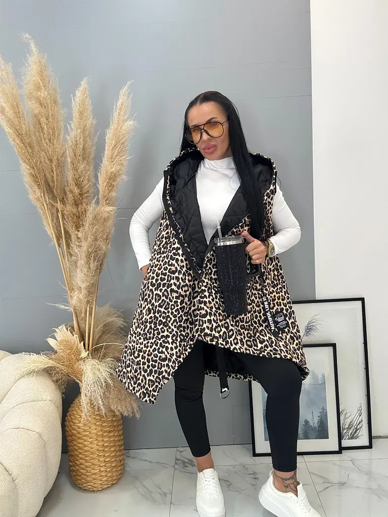 Hosszú leopárdmintás mellény ZENTHA - next