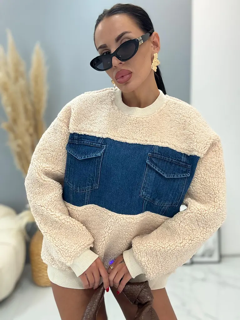 Teddy pulóver farmerrel kombinálva AMINA - next