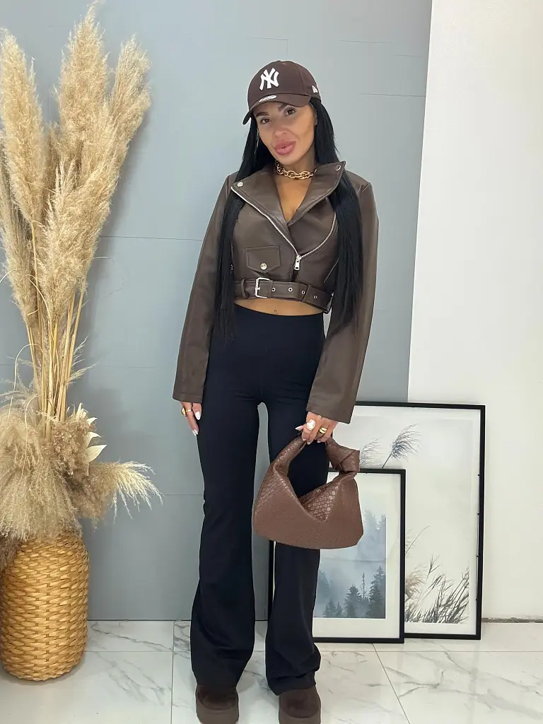 Barna bőrdzseki NATHENA - next