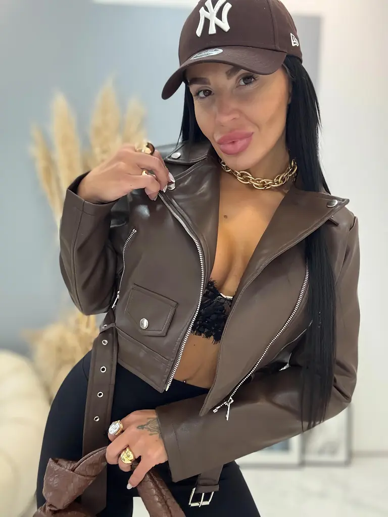 Barna bőrdzseki NATHENA