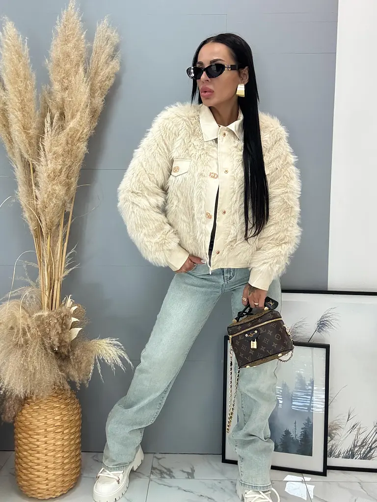 Műszőrmés műbőr kabát HAWA - next