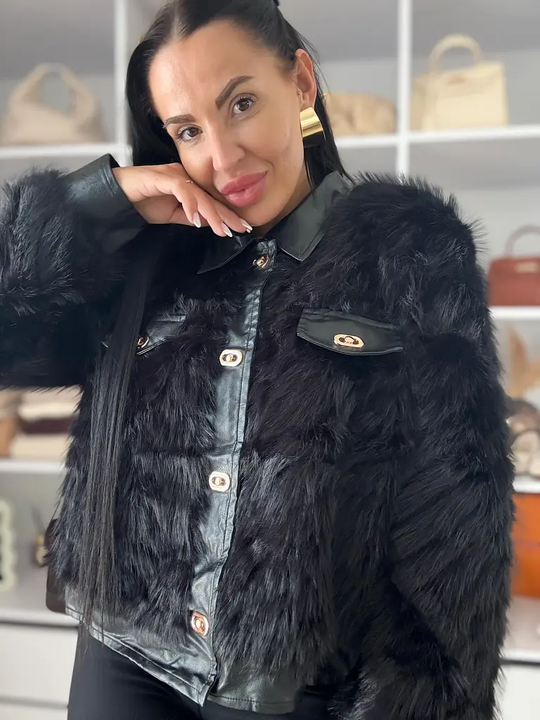 Műszőrmés műbőr kabát HAWA - next