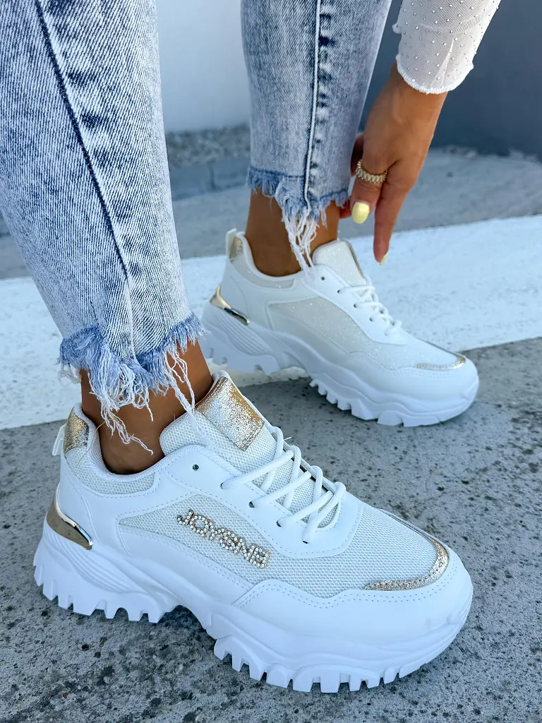 Platformos sportcipő arany színű díszekkel OLYMPIA