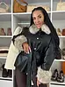 Műbőr kabát szőrmével és övvel JASMINE