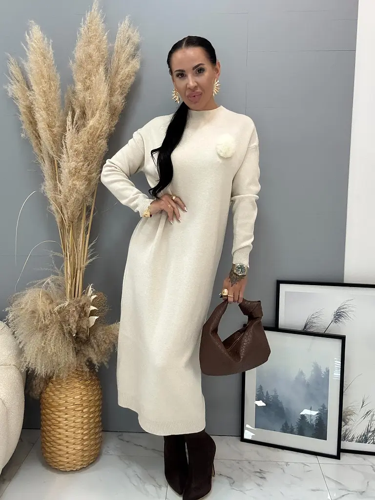 Hosszú kötött ruha díszítéssel ANEKA - next