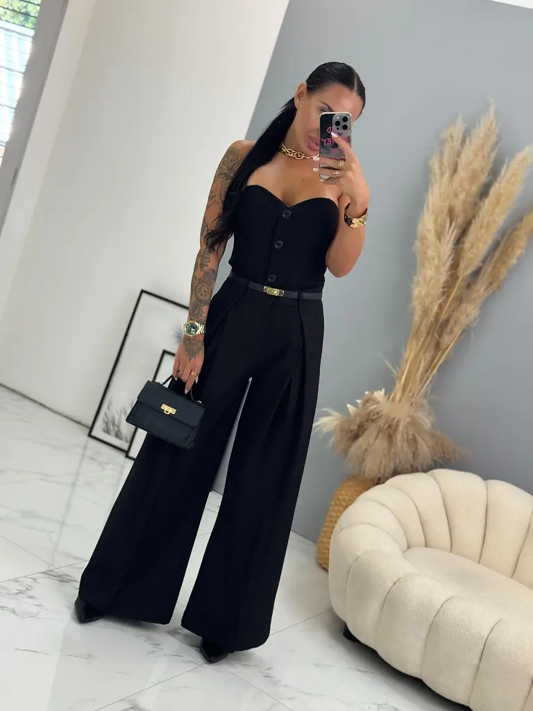 Fekete wide-leg nadrág VAIDA - next