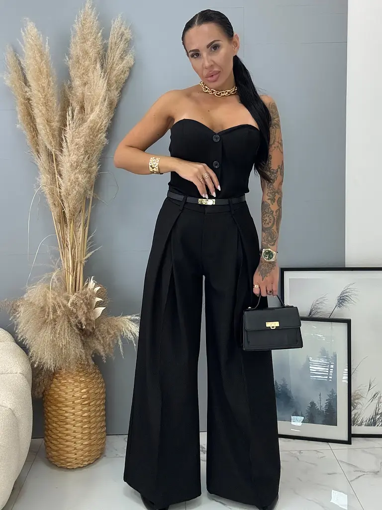 Fekete wide-leg nadrág VAIDA