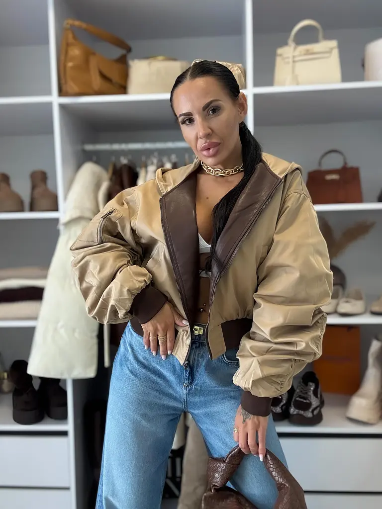 Kifordítható kapucnis műbőr kabát SORENA - next