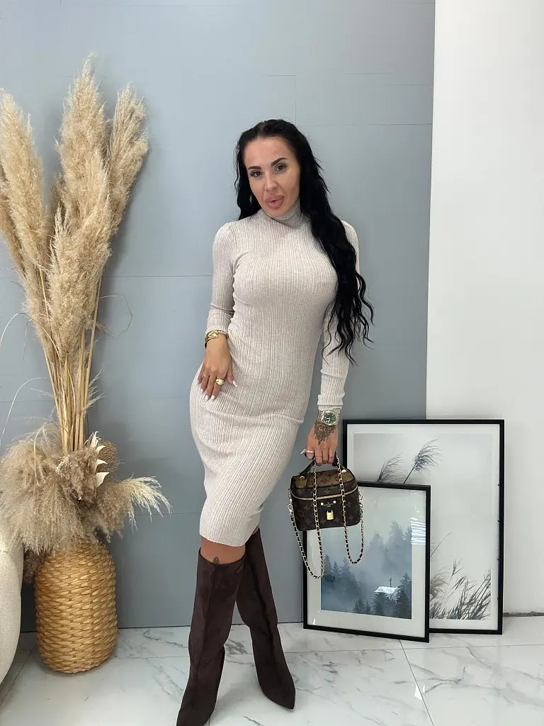 Bordázott anyagú garbós ruha MANCY - next