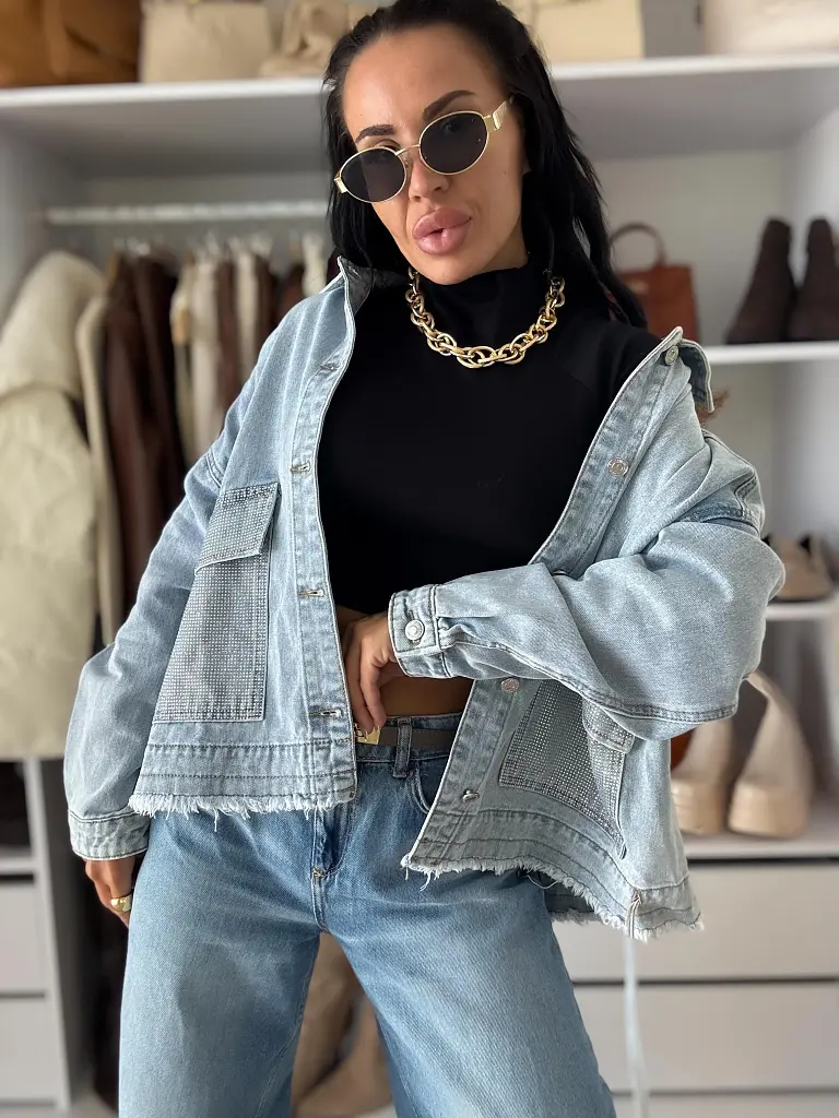 Kövekkel díszített farmerdzseki CELESTE