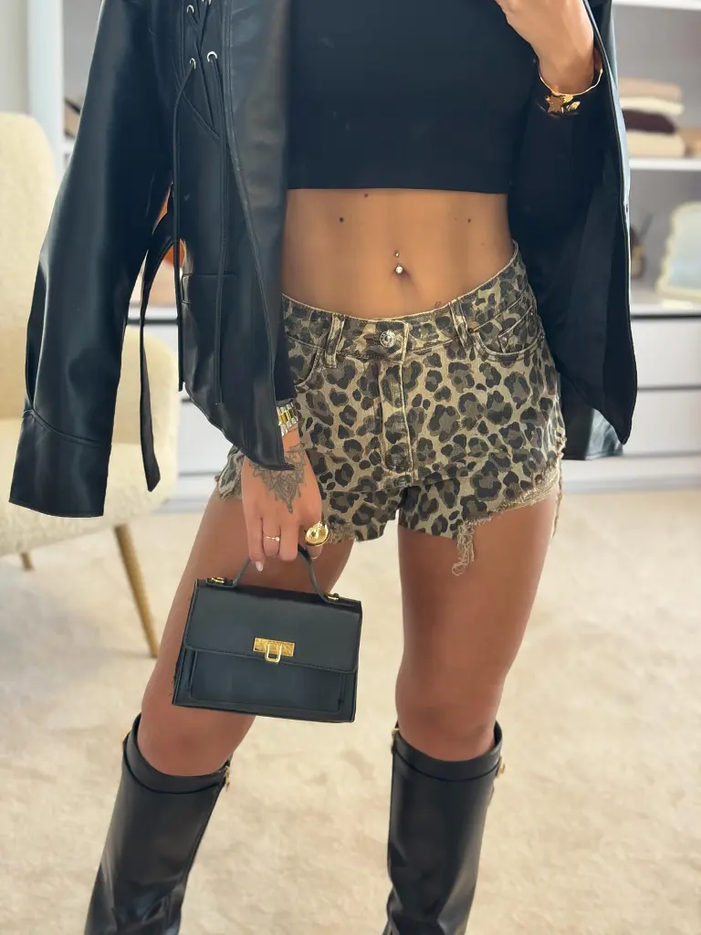 Leopárdmintás farmersort HEATHER