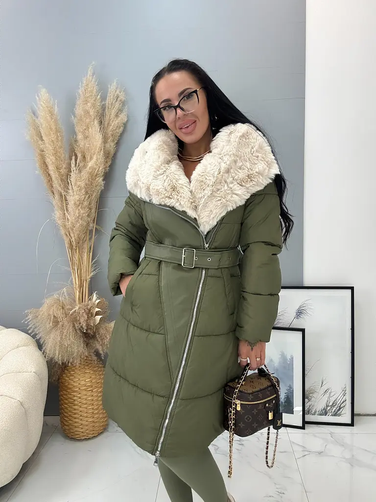 Kapucnis műszőrmés télikabát övvel BURMA - next