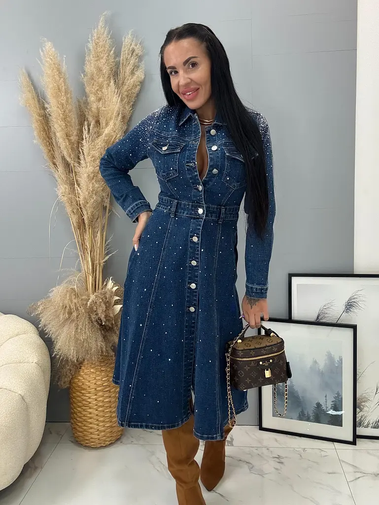 Hosszú gombos farmerruha GABINA