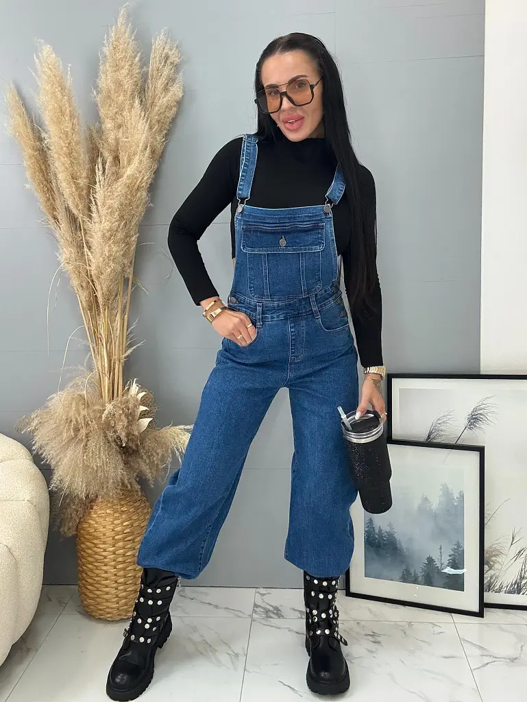 Kék kantáros wide-leg farmer CLYRA - next