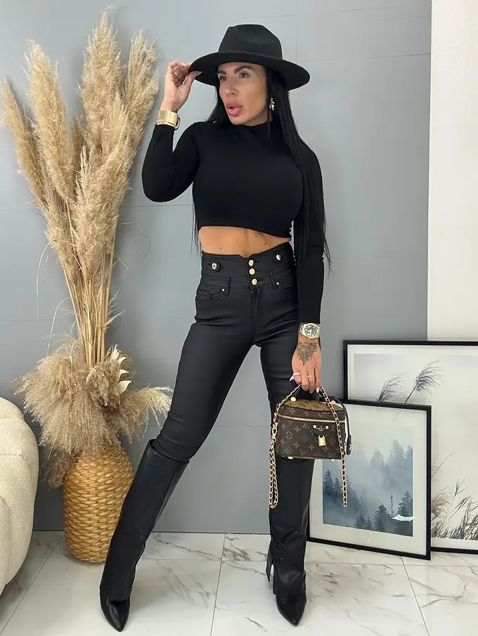 Műbőr slim nadrág SERAVA