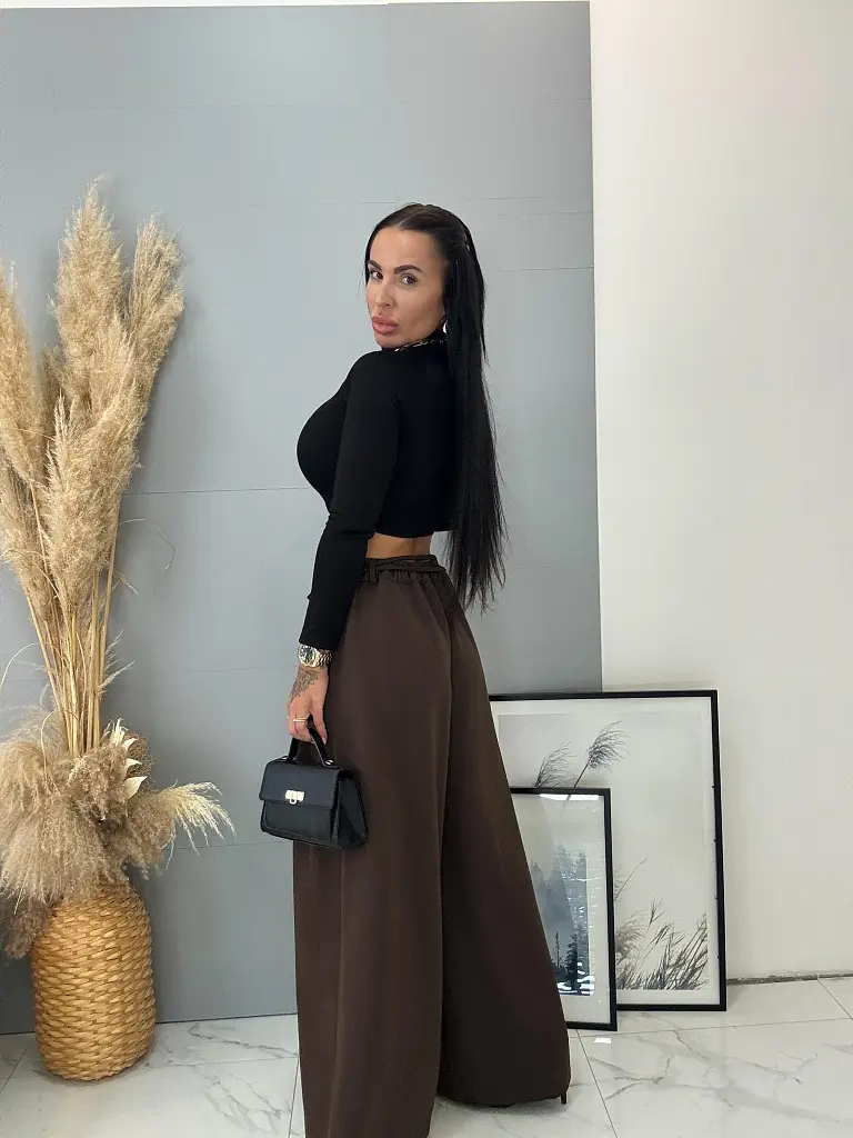 Barna wide-leg nadrág övvel PARINA - next