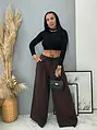 Barna wide-leg nadrág övvel PARINA
