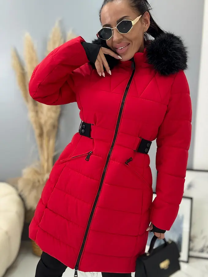 Hosszú szőrmés kapucnis kabát EMALIA