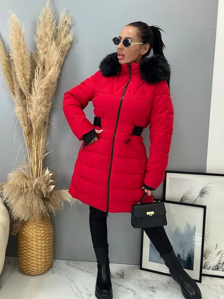 Hosszú szőrmés kapucnis kabát EMALIA