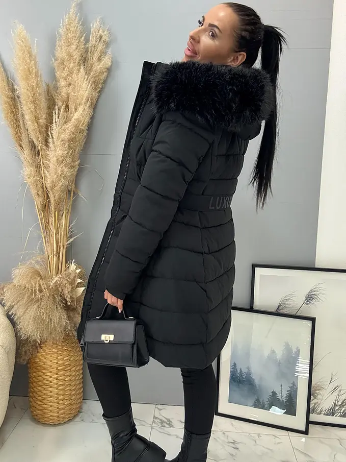 Hosszú szőrmés kapucnis kabát EMALIA