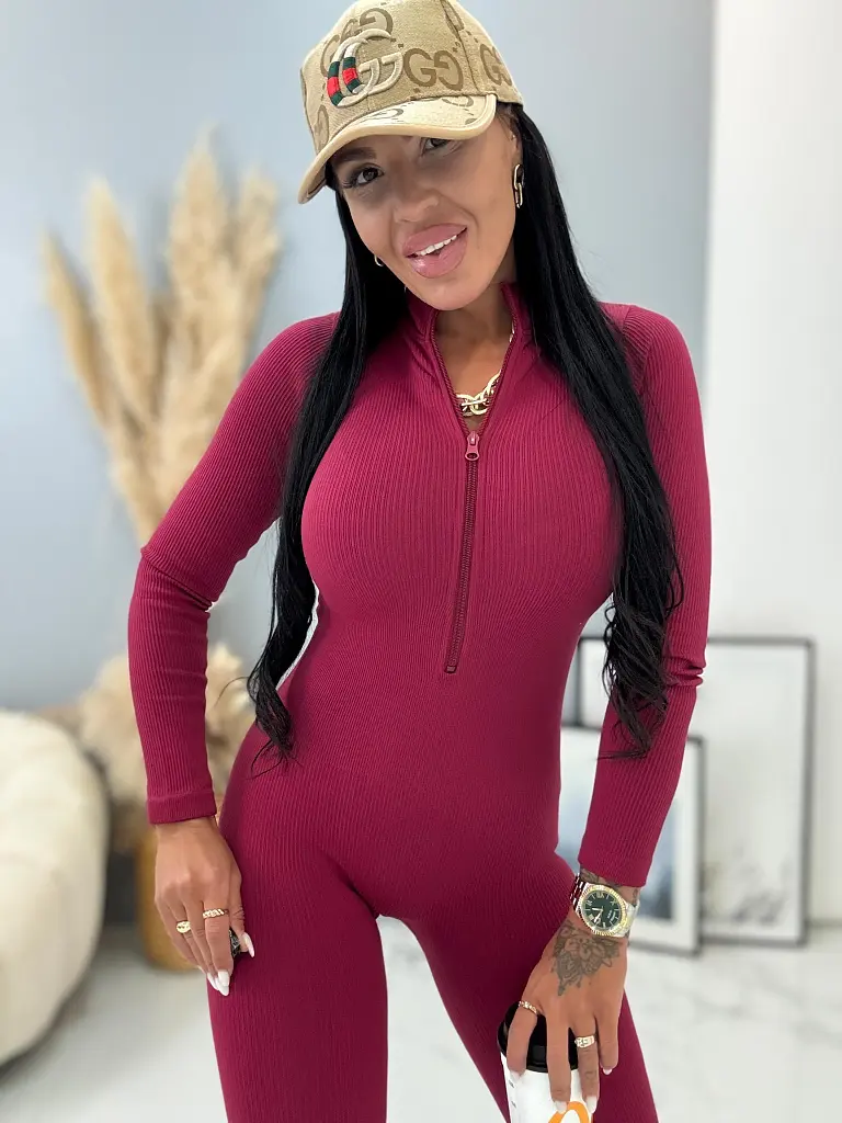 Alakformáló bordázott anyagú overál ALICENT