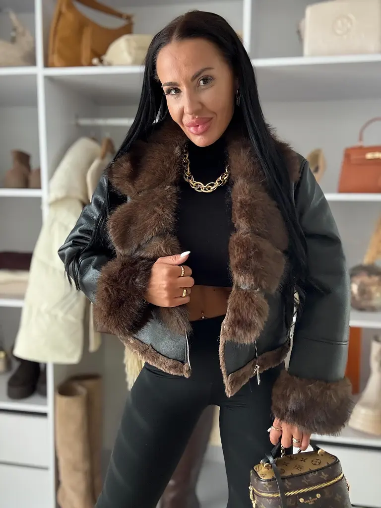 Műbőr kabát szőrmével AZAIRA - next