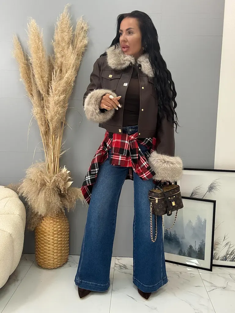 Műbőr kabát szőrmével ANGELLA