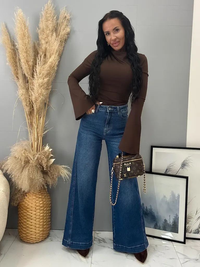 Magas derekú wide-leg farmer