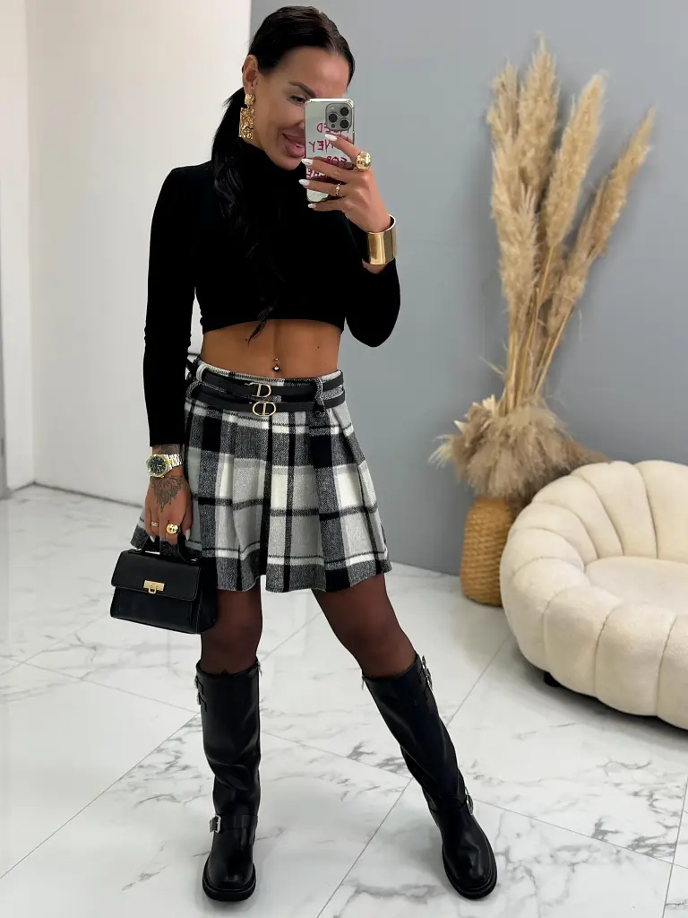 Kockás rakott szoknya övvel CAMBRIA