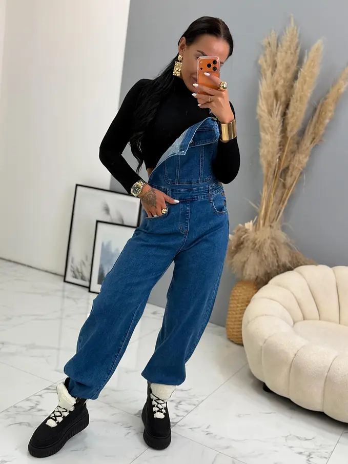 Kék kantáros wide-leg farmer CLYRA