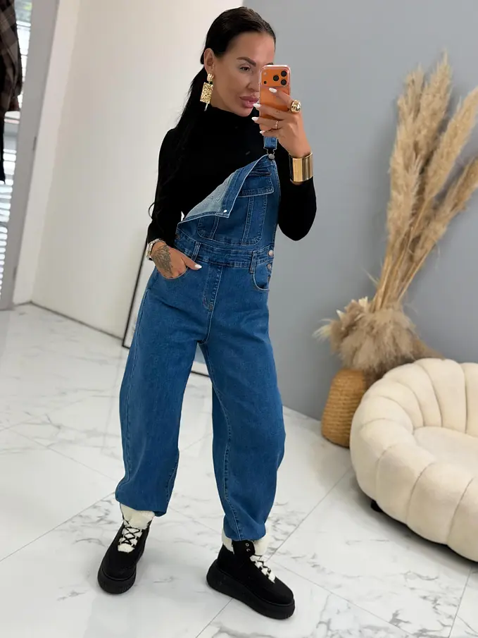 Kék kantáros wide-leg farmer CLYRA