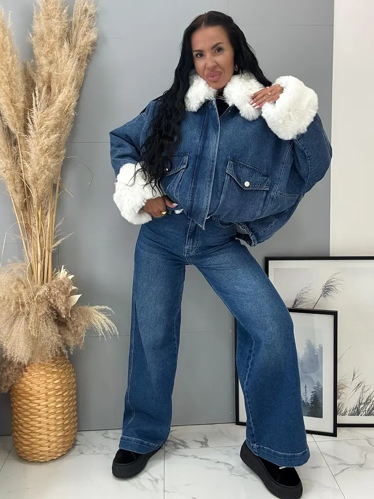 Oversized farmer kabát szőrmével ANGILA - next