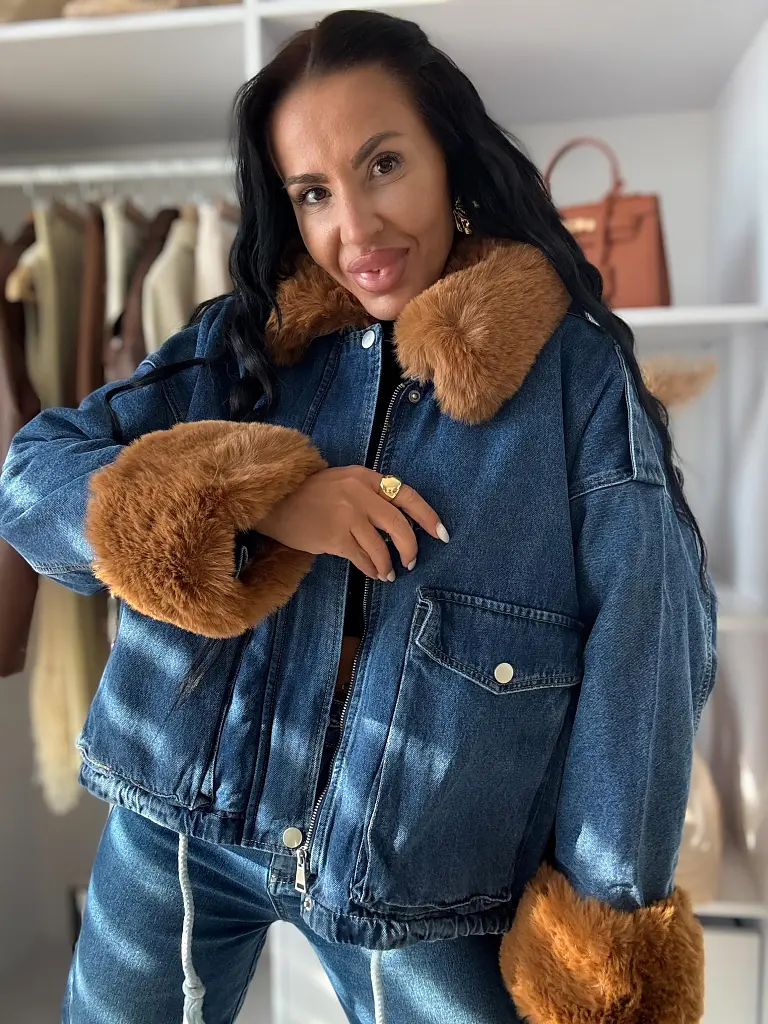 Oversized farmer kabát szőrmével ANGILA