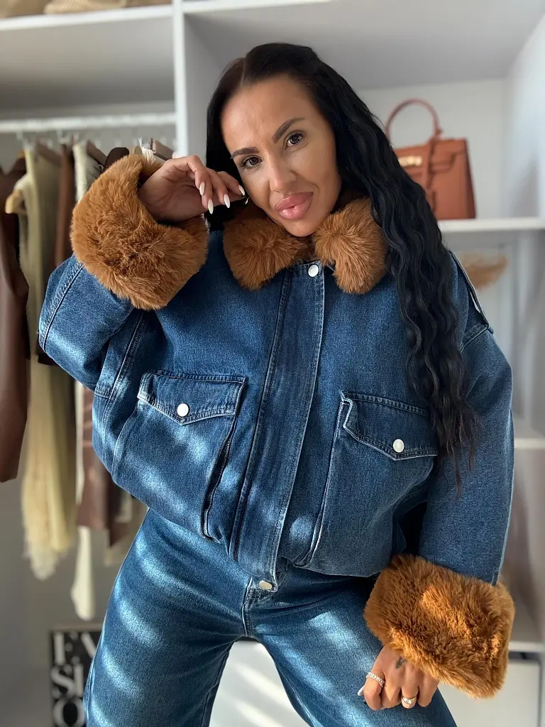 Oversized farmer kabát szőrmével ANGILA - next