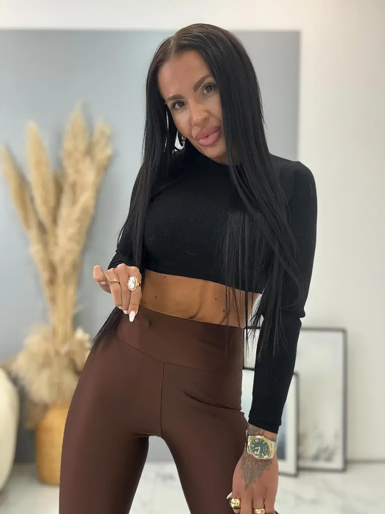 Magas derekú csillogó anyagú leggings STARS