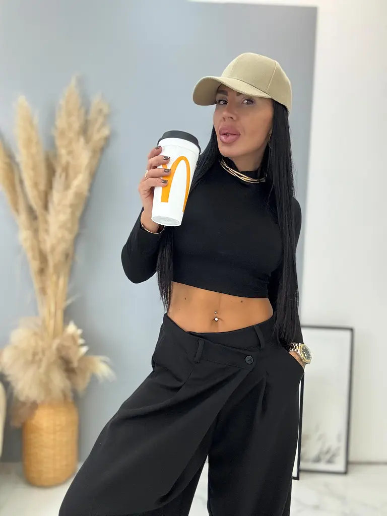 Fekete átlapolt nadrág PATY