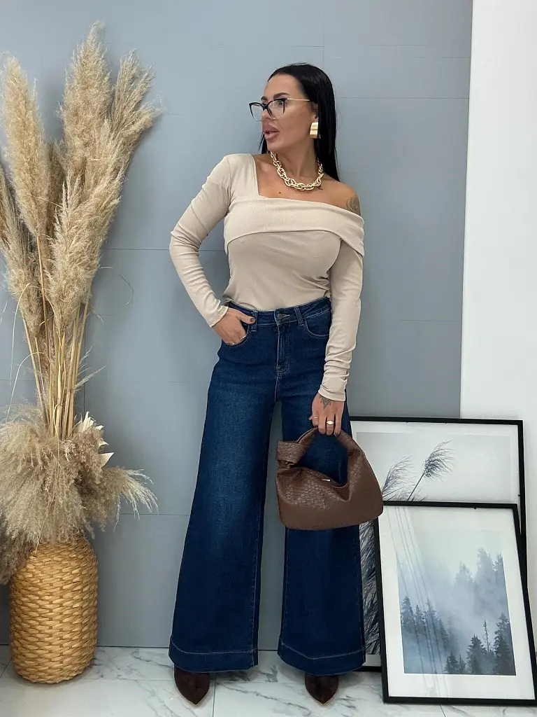 Magas derekú wide-leg farmer