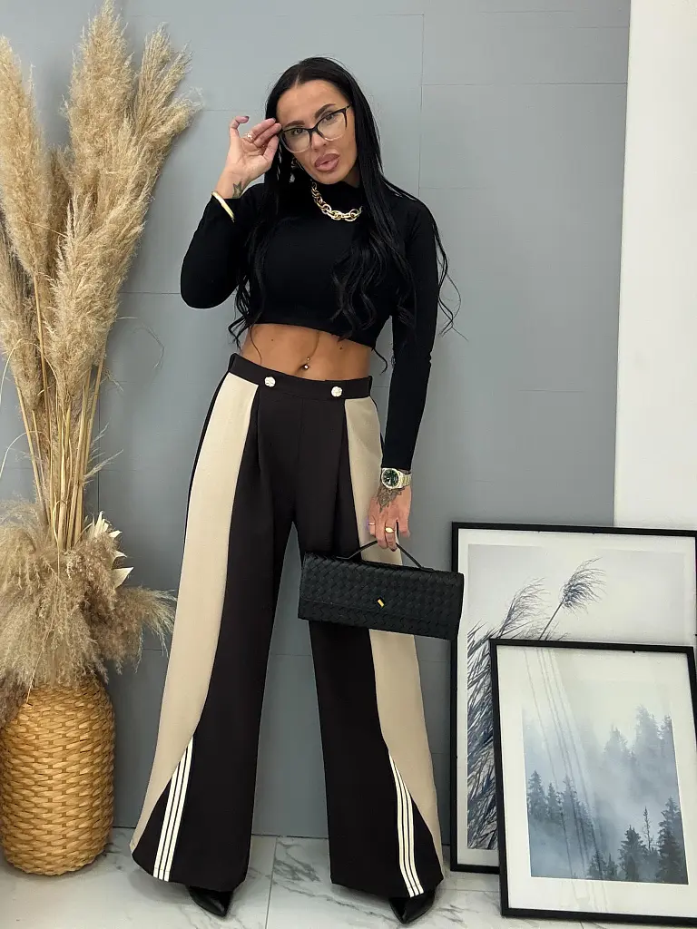 Női barna trapéz nadrág SIDNEY