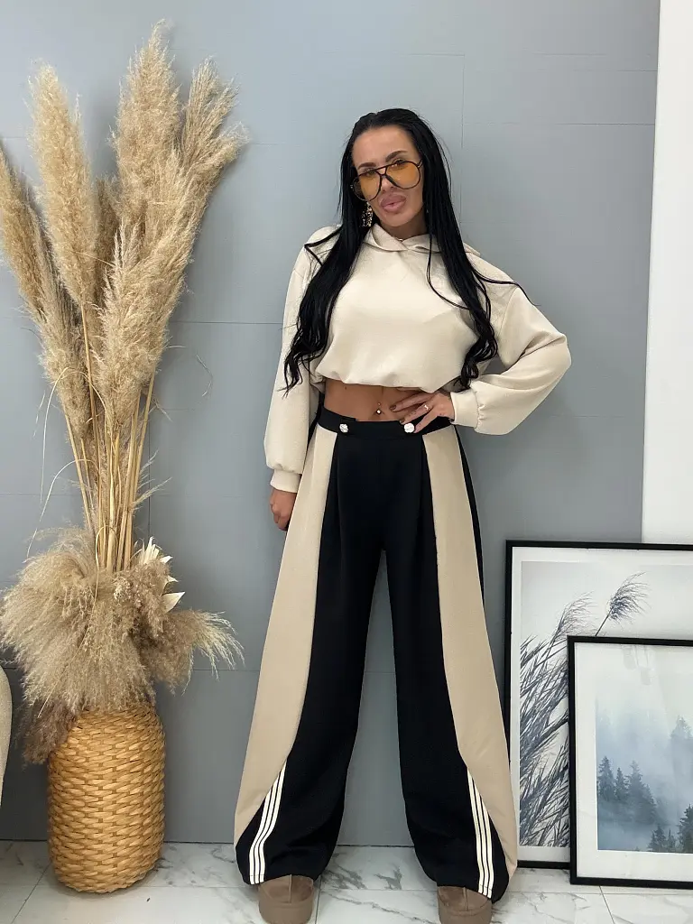 Női fekete trapéz nadrág SIDNEY