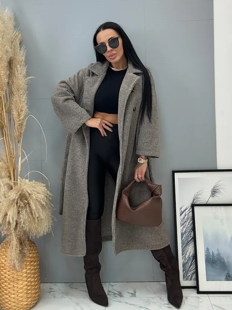 Szürke kabát övvel SNUVIA