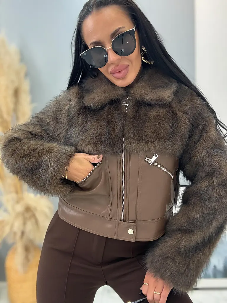 Műbőr kabát szőrmével RAMEE