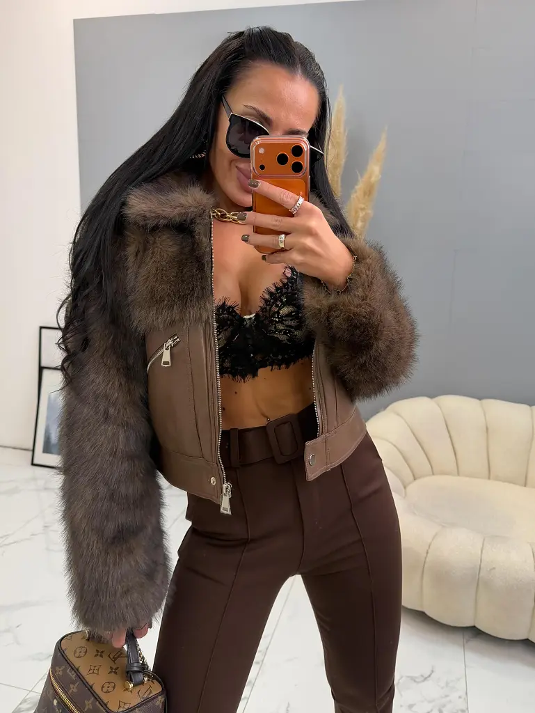 Műbőr kabát szőrmével RAMEE - next