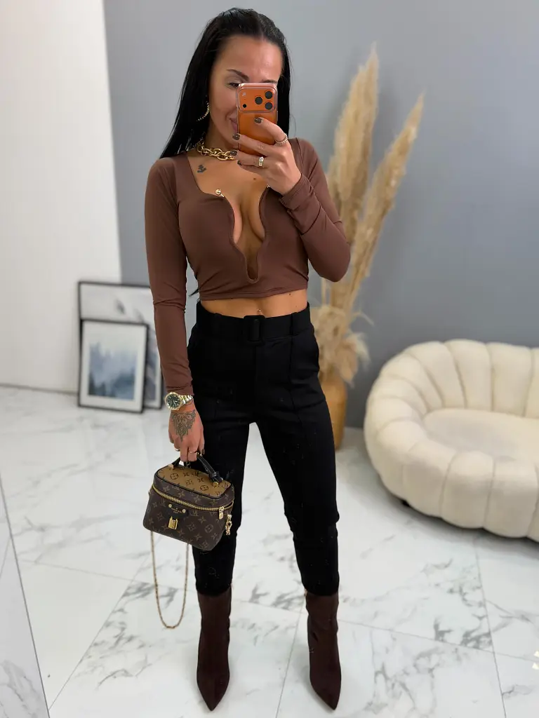 Elasztikus fekete női nadrág AASHA - next