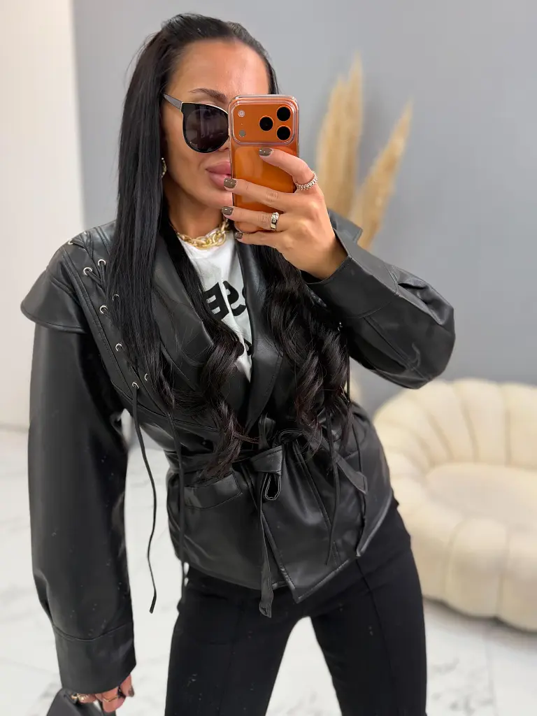 Műbőr kabát övvel ARLETA - next