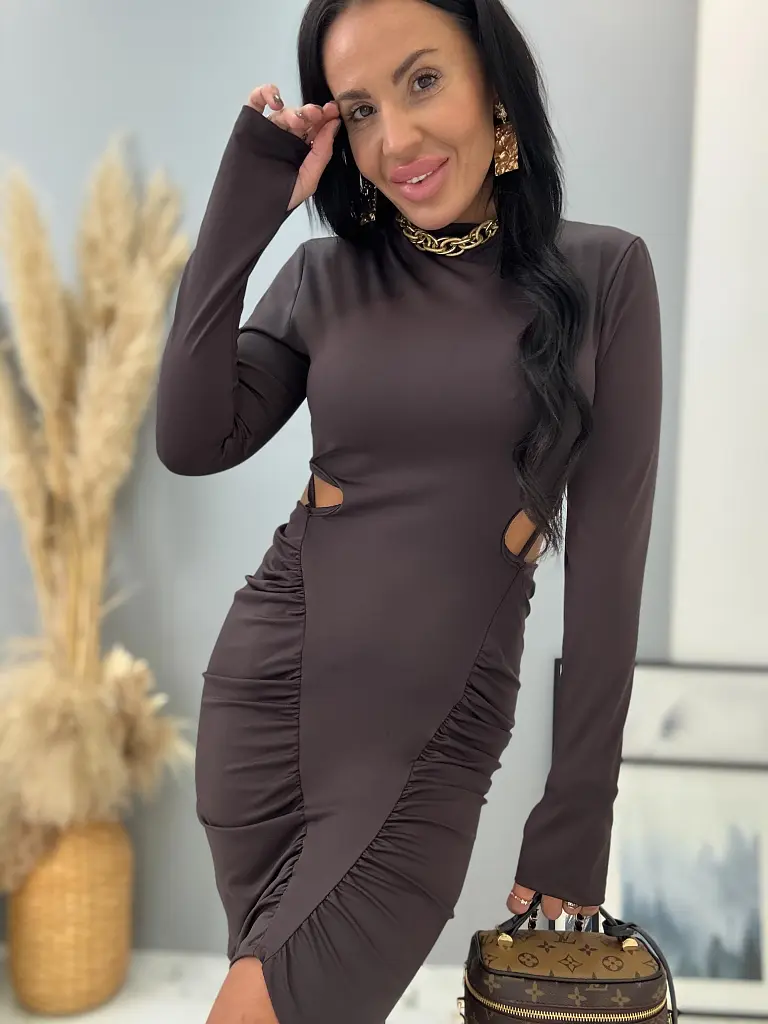 Barna nyitott hátú ruha KATHEA