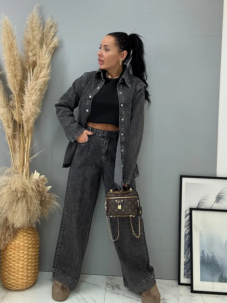 Kétrészes farmer szett övvel SONYA